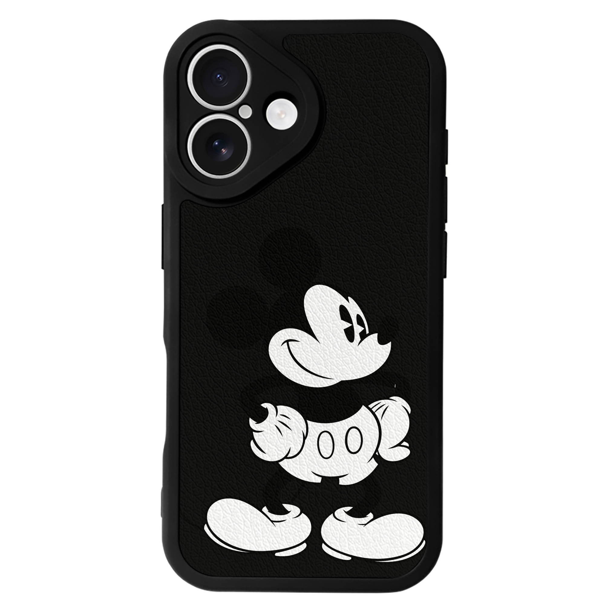 （画像用） ミッキーマウス Mickey Mouse 【iPhone 16シリーズ対応】シリコンスマホケース（レザー調） 材質：シリコン
